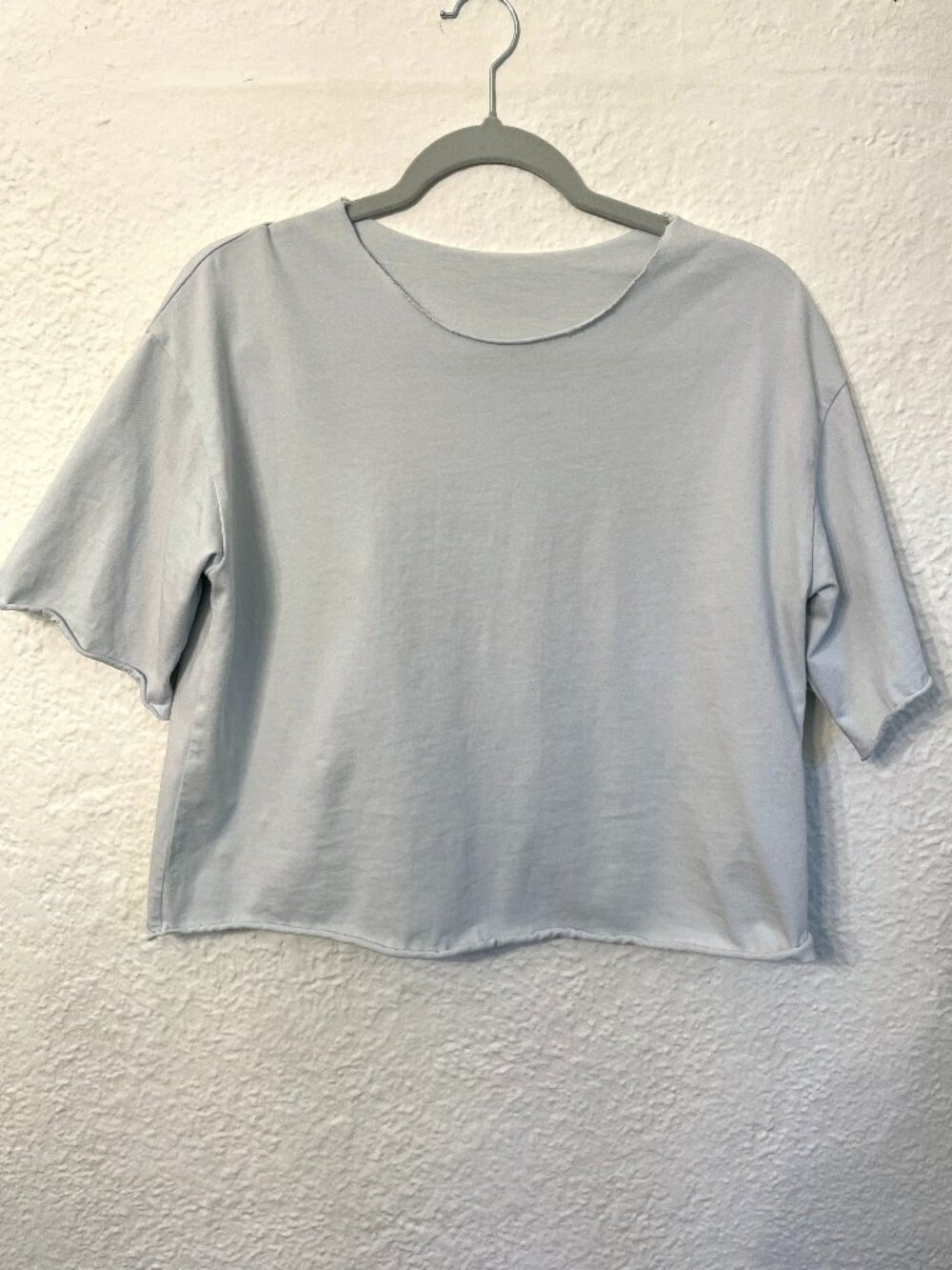 COS Relaxed-Fit Cropped T-Shirt Raw Edges 100% Cotton Scandi Minimalist Boxy Fit